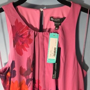 Maggy London Vibrant Pink and Red Floral Dress